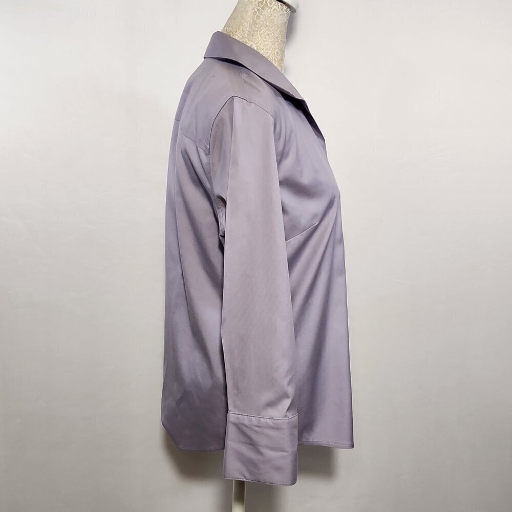 Chico's Women's Size 0/4-6 Lavender Non Iron Stretch 3/4 Sleeve Button Up Shirt - Picture 9 of 15